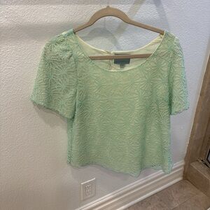 Skies Are Blue Light Green Lace Blouse